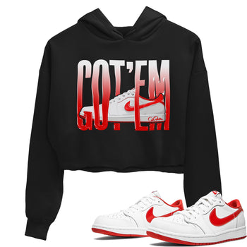 Jordan 1 Low University Red shirt to match jordans Wiggling Gotem sneakertees AJ1 Low University Red SNRT Sneaker Release Tees Black 1 Crop T-Shirt