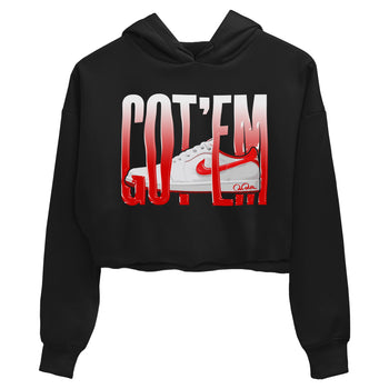 Jordan 1 Low University Red shirt to match jordans Wiggling Gotem sneakertees AJ1 Low University Red SNRT Sneaker Release Tees Black 2 Crop T-Shirt