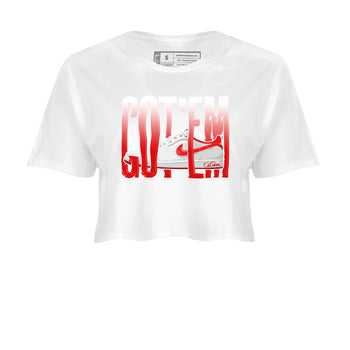 Jordan 1 Low University Red shirt to match jordans Wiggling Gotem sneakertees AJ1 Low University Red SNRT Sneaker Release Tees White 2 Crop T-Shirt