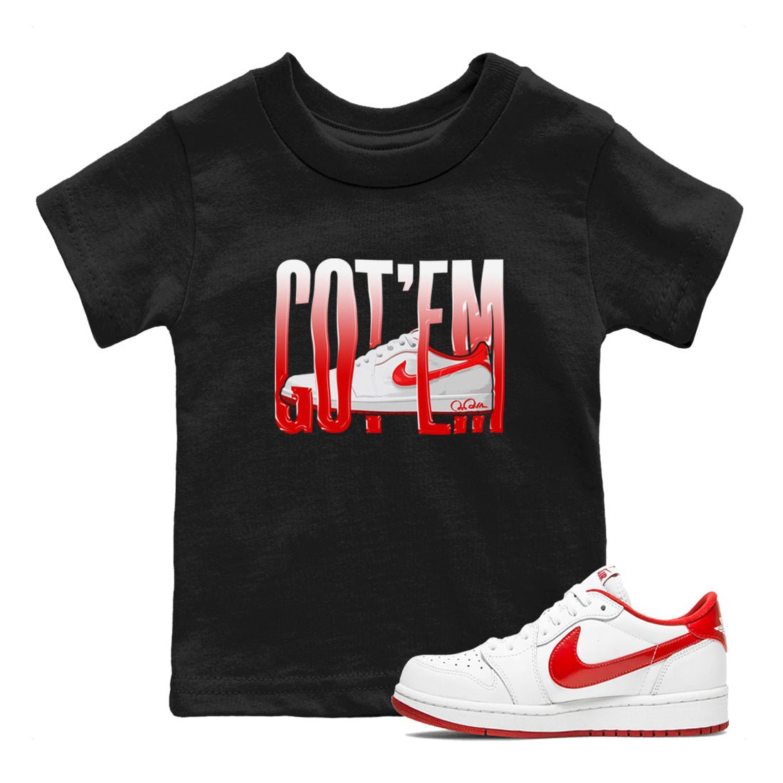 Jordan 1 Low University Red shirt to match jordans Wiggling Gotem sneakertees AJ1 Low University Red SNRT Sneaker Release Tees Baby Toddler Black 1 T-Shirt