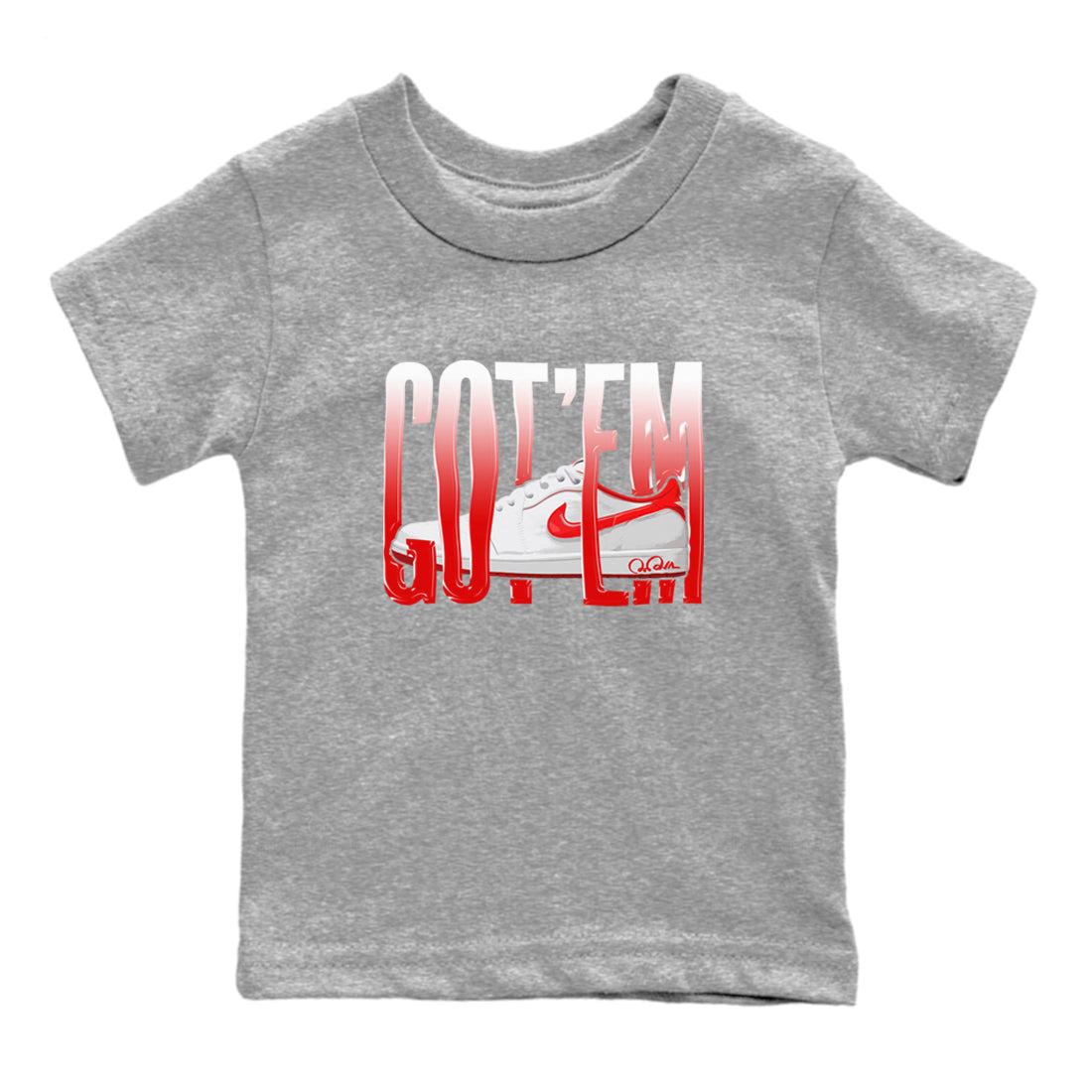 Jordan 1 Low University Red shirt to match jordans Wiggling Gotem sneakertees AJ1 Low University Red SNRT Sneaker Release Tees Baby Toddler Heather Grey 2 T-Shirt