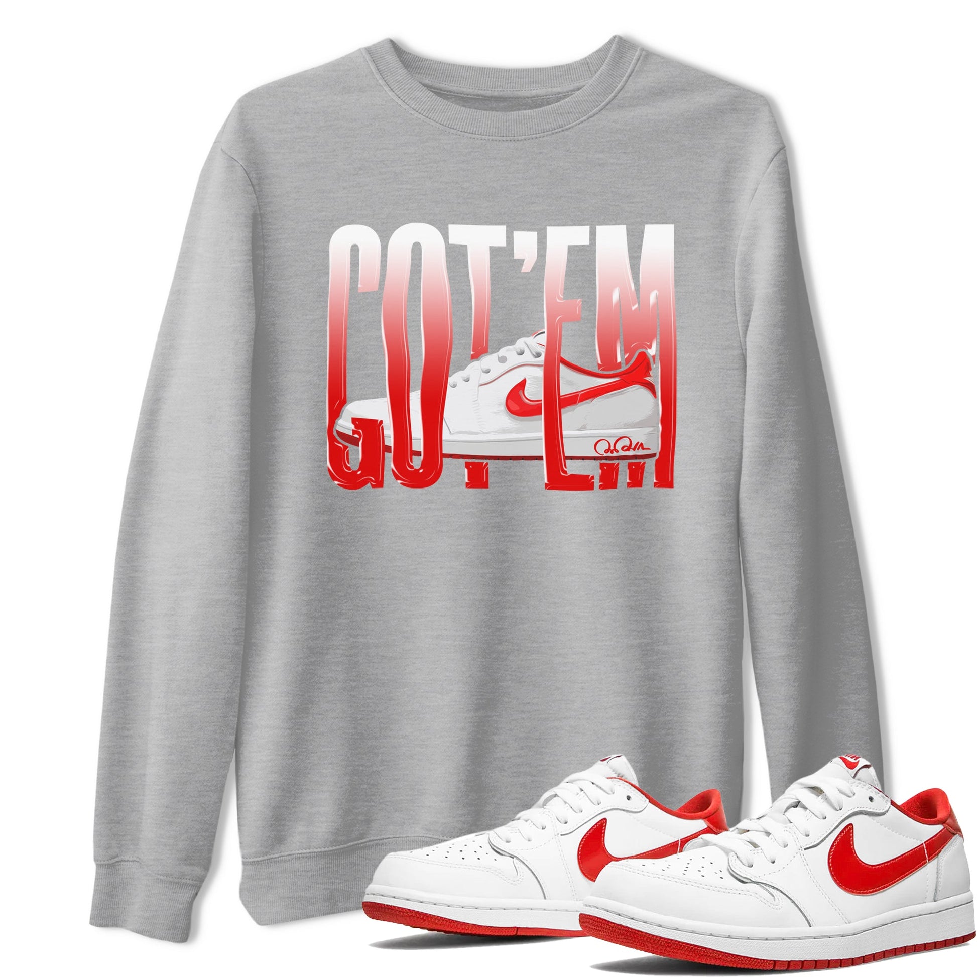 Jordan 1 Low University Red shirt to match jordans Wiggling Gotem sneakertees AJ1 Low University Red SNRT Sneaker Release Tees Unisex Heather Grey 1 T-Shirt