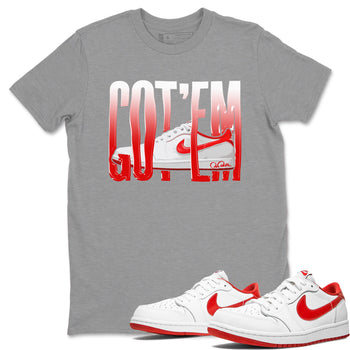 Jordan 1 Low University Red shirt to match jordans Wiggling Gotem sneakertees AJ1 Low University Red SNRT Sneaker Release Tees Unisex Heather Grey 1 T-Shirt