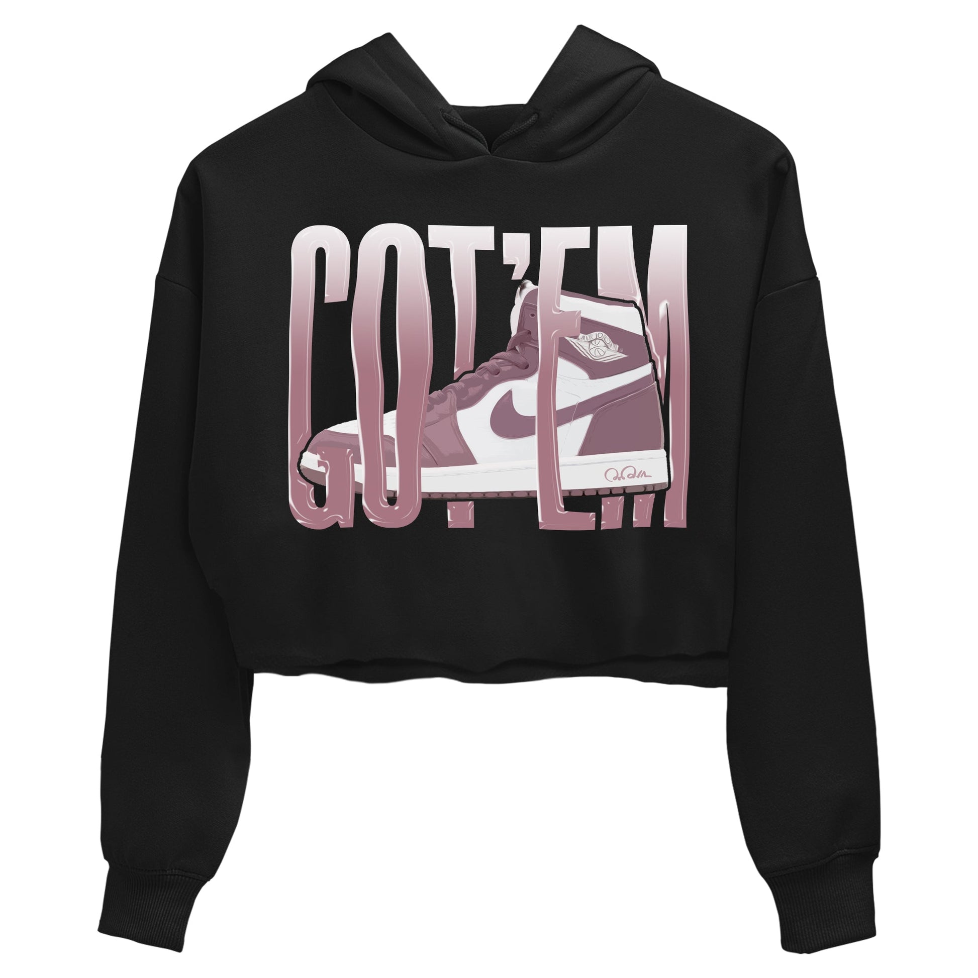Air Jordan 1 Mauve shirt to match jordans Wiggling Gotem sneaker tees AJ1Mauve SNRT Sneaker Release Tees Black 2 Crop T-Shirt