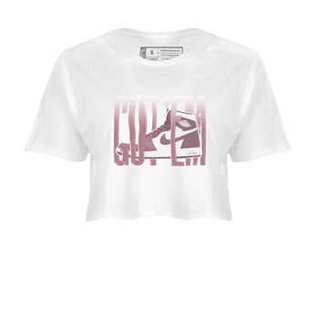Air Jordan 1 Mauve shirt to match jordans Wiggling Gotem sneaker tees AJ1Mauve SNRT Sneaker Release Tees White 2 Crop T-Shirt