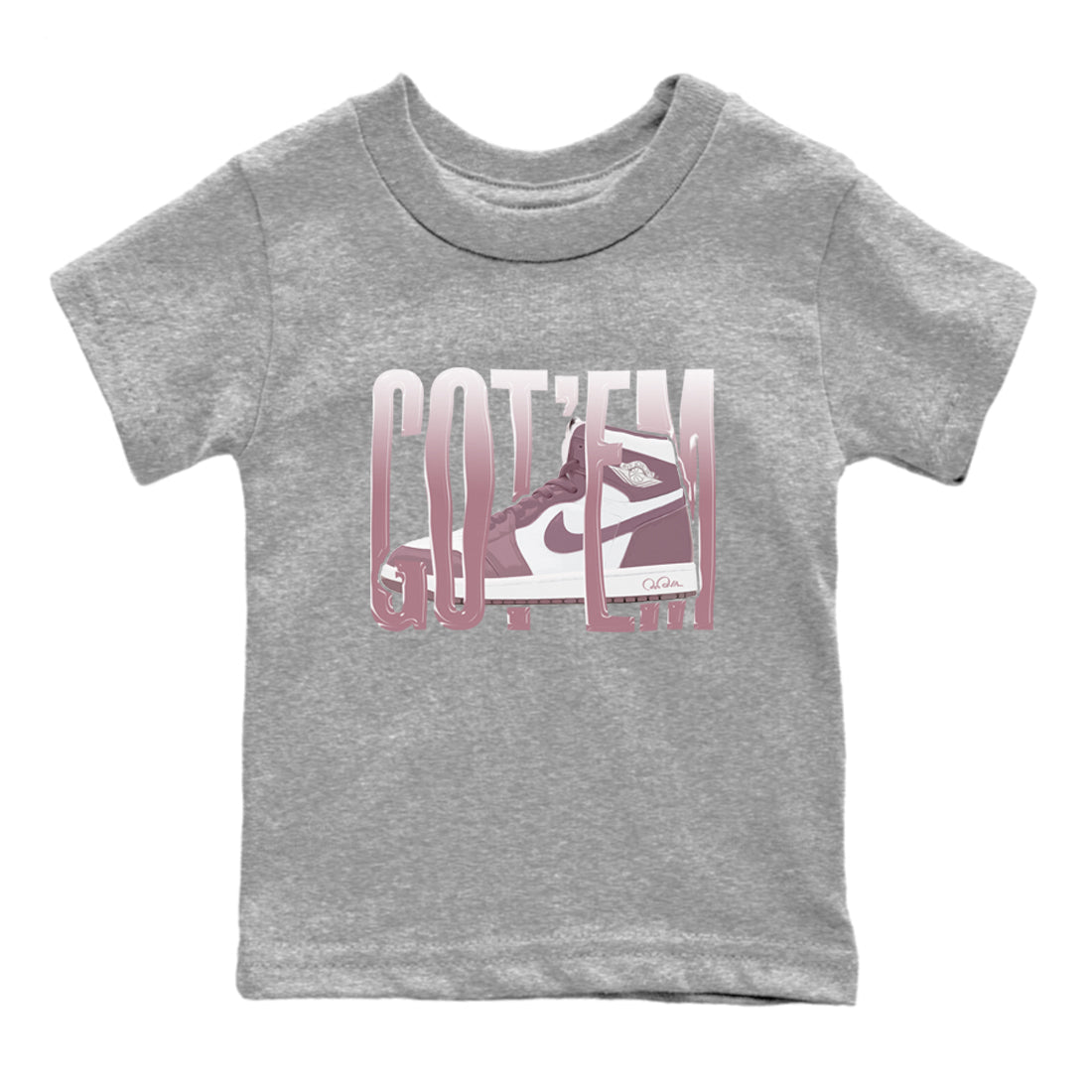 Air Jordan 1 Mauve shirt to match jordans Wiggling Gotem sneaker tees AJ1Mauve SNRT Sneaker Release Tees Baby Toddler Heather Grey 2 T-Shirt