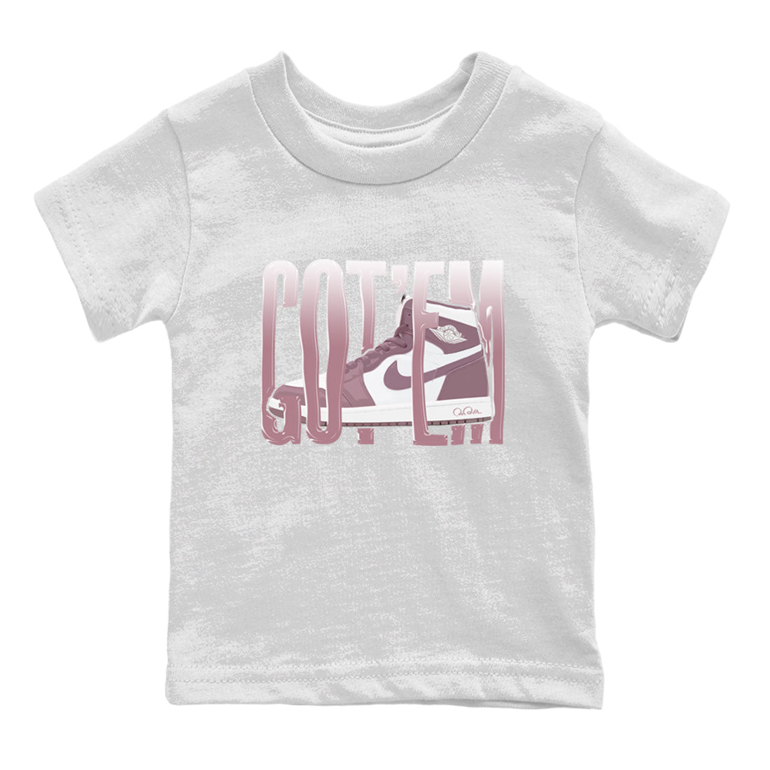 Air Jordan 1 Mauve shirt to match jordans Wiggling Gotem sneaker tees AJ1Mauve SNRT Sneaker Release Tees Baby Toddler White 2 T-Shirt