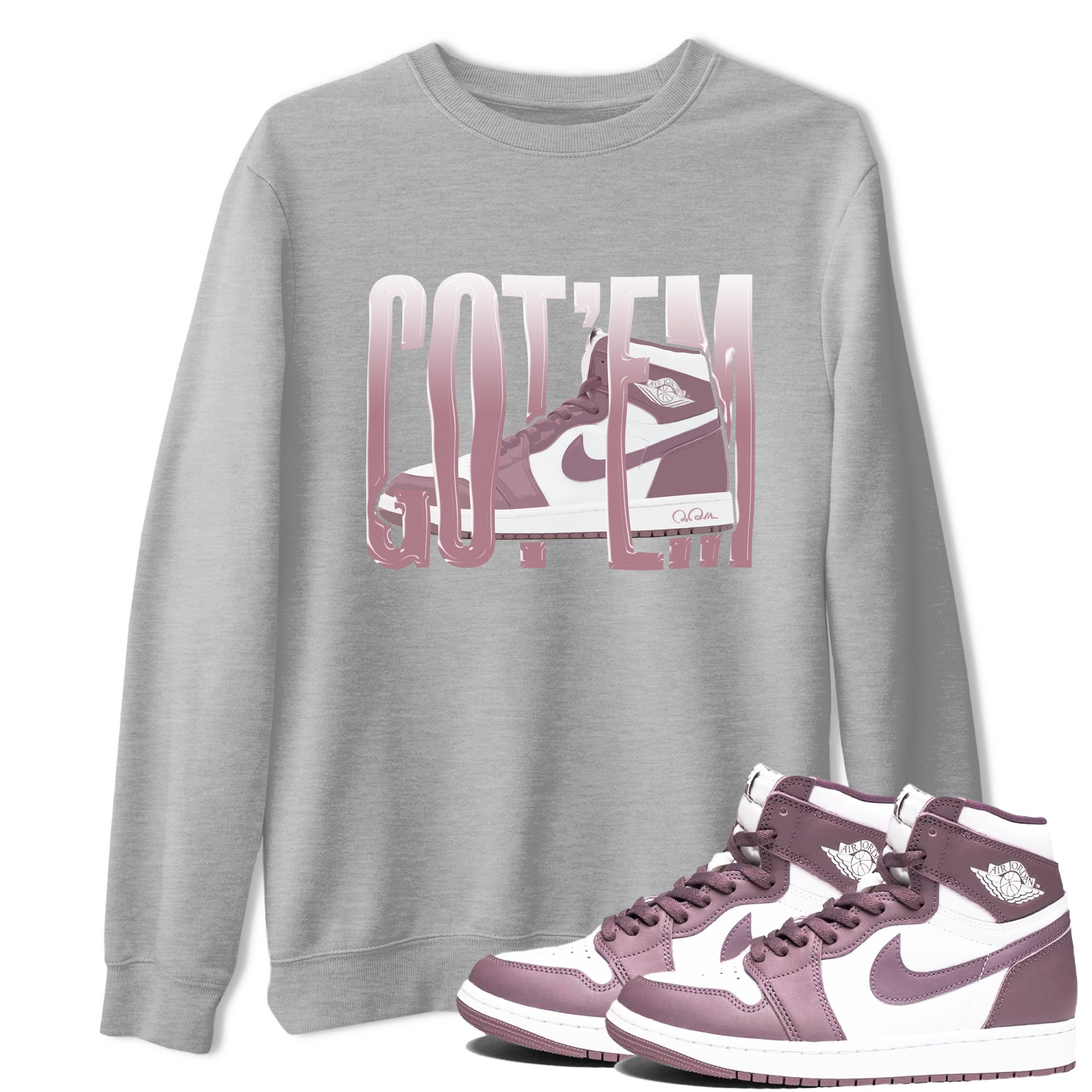 Air Jordan 1 Mauve shirt to match jordans Wiggling Gotem sneaker tees AJ1Mauve SNRT Sneaker Release Tees Unisex Heather Grey 1 T-Shirt