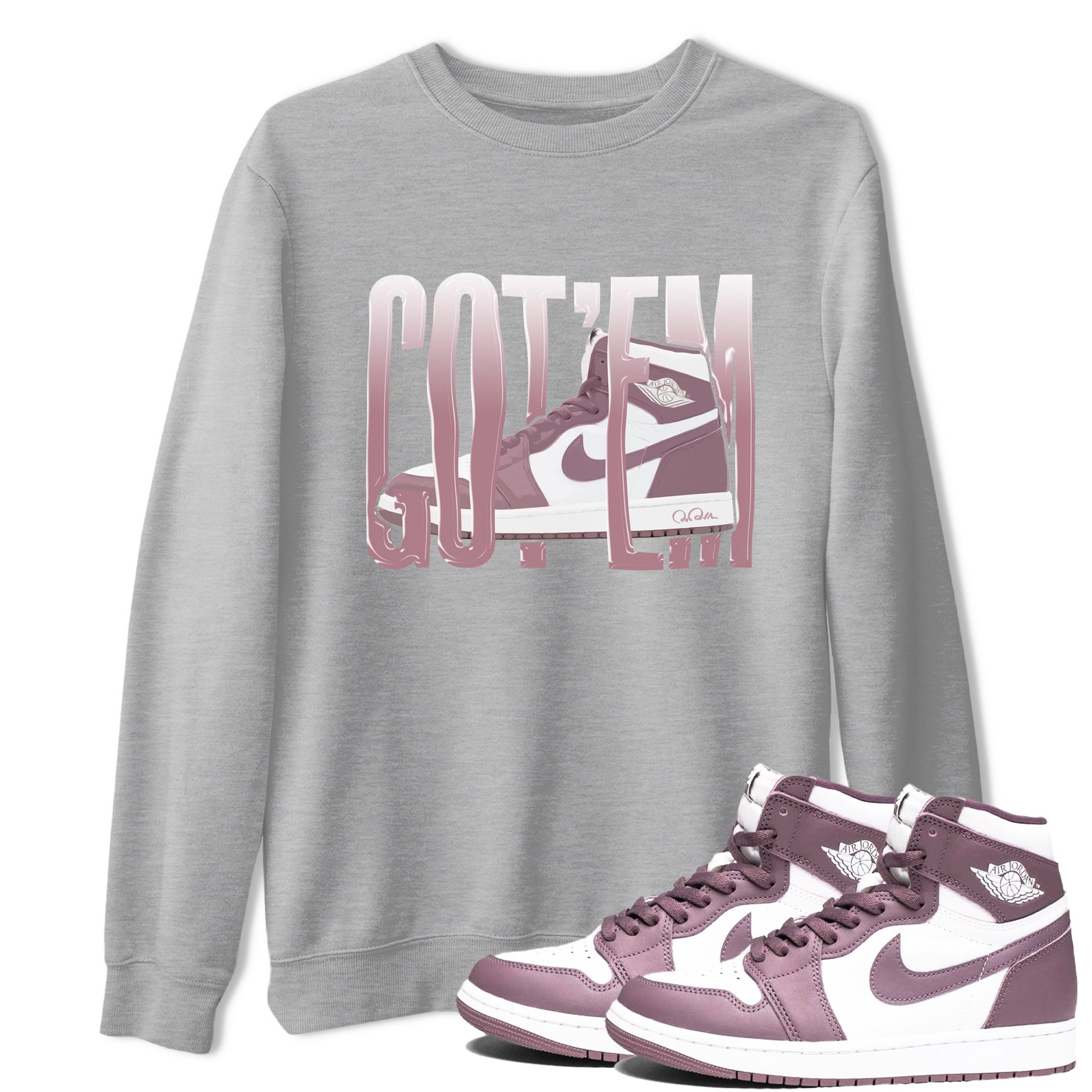 Air Jordan 1 Mauve shirt to match jordans Wiggling Gotem sneaker tees AJ1Mauve SNRT Sneaker Release Tees Unisex Heather Grey 1 T-Shirt