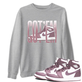Air Jordan 1 Mauve shirt to match jordans Wiggling Gotem sneaker tees AJ1Mauve SNRT Sneaker Release Tees Unisex Heather Grey 1 T-Shirt