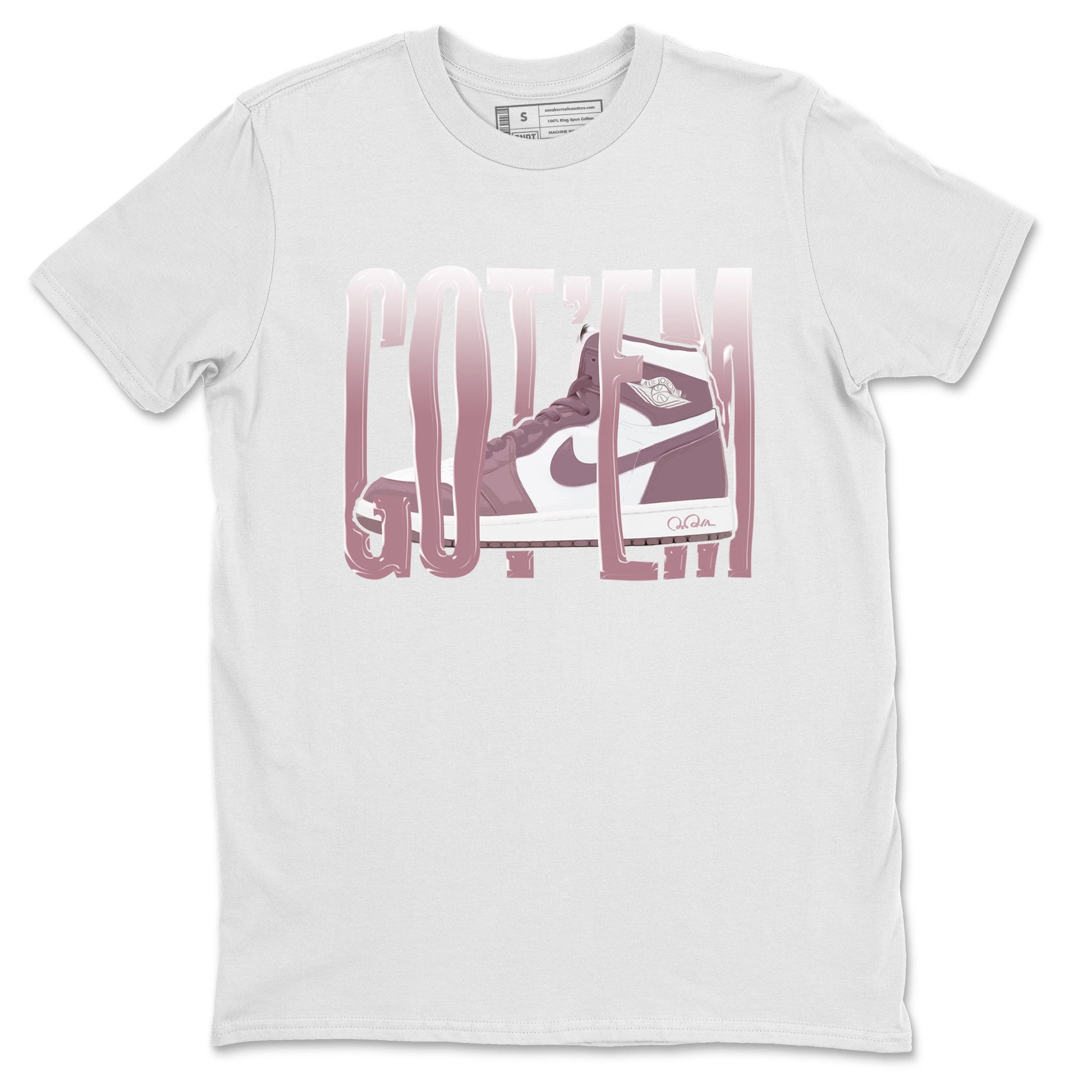 Air Jordan 1 Mauve shirt to match jordans Wiggling Gotem sneaker tees AJ1Mauve SNRT Sneaker Release Tees Unisex White 2 T-Shirt