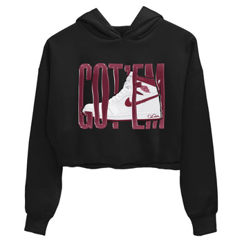 1s Metallic Burgundy shirt to match jordans Wiggling Gotem sneaker tees AJ1 Metallic Burgundy SNRT Sneaker Release Tees Black 2 Crop T-Shirt