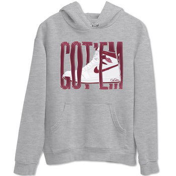 1s Metallic Burgundy shirt to match jordans Wiggling Gotem sneaker tees AJ1 Metallic Burgundy SNRT Sneaker Release Tees Unisex Heather Grey 2 T-Shirt