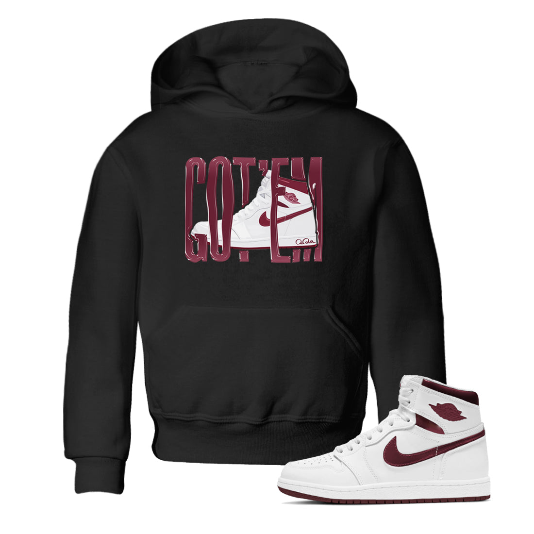 1s Metallic Burgundy shirt to match jordans Wiggling Gotem sneaker tees AJ1 Metallic Burgundy SNRT Sneaker Release Tees Baby Toddler Black 1 T-Shirt