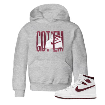 1s Metallic Burgundy shirt to match jordans Wiggling Gotem sneaker tees AJ1 Metallic Burgundy SNRT Sneaker Release Tees Baby Toddler Heather Grey 1 T-Shirt