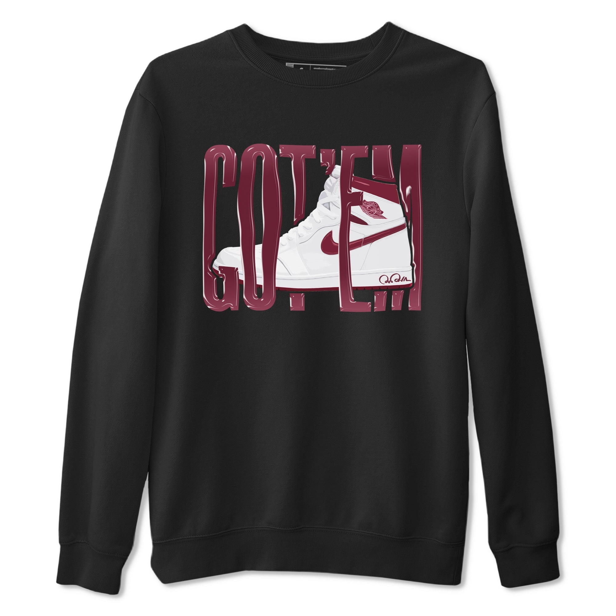 1s Metallic Burgundy shirt to match jordans Wiggling Gotem sneaker tees AJ1 Metallic Burgundy SNRT Sneaker Release Tees Unisex Black 2 T-Shirt