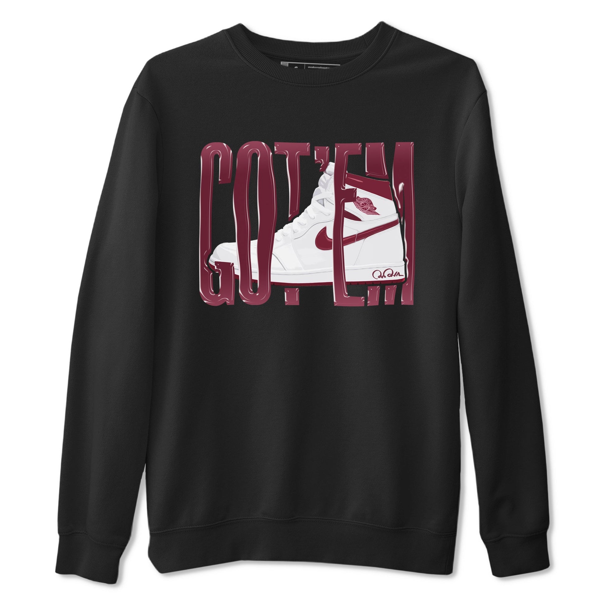 1s Metallic Burgundy shirt to match jordans Wiggling Gotem sneaker tees AJ1 Metallic Burgundy SNRT Sneaker Release Tees Unisex Black 2 T-Shirt