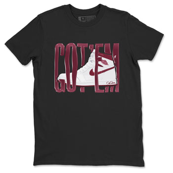 1s Metallic Burgundy shirt to match jordans Wiggling Gotem sneaker tees AJ1 Metallic Burgundy SNRT Sneaker Release Tees Unisex Black 2 T-Shirt