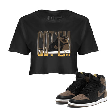 Air Jordan 1 Palomino shirt to match jordans Wiggling Gotem sneaker tees AJ1 High Palomino SNRT Sneaker Release Tees Black 1 Crop T-Shirt