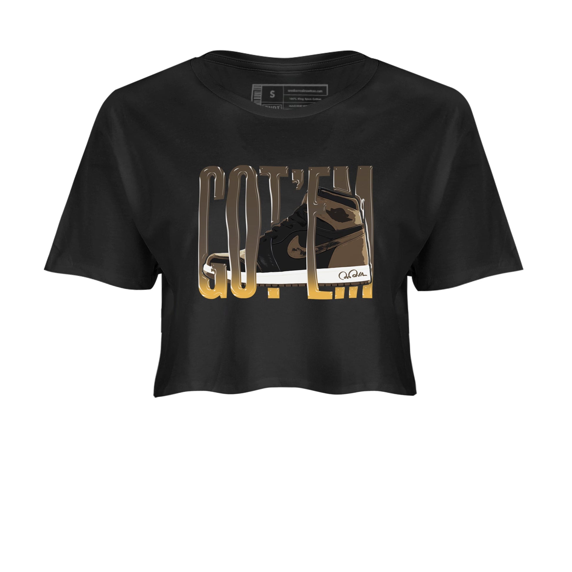 Air Jordan 1 Palomino shirt to match jordans Wiggling Gotem sneaker tees AJ1 High Palomino SNRT Sneaker Release Tees Black 2 Crop T-Shirt
