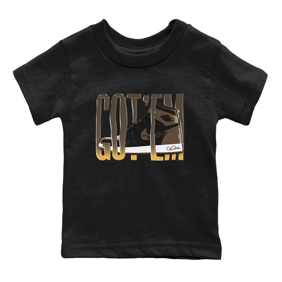 Air Jordan 1 Palomino shirt to match jordans Wiggling Gotem sneaker tees AJ1 High Palomino SNRT Sneaker Release Tees Baby Toddler Black 2 T-Shirt