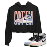 Air Jordan 1 Skyline Sneaker Match Tees Wiggling Gotem Sneaker Tees AJ1 Skyline Sneaker Release Tees Women's Shirts Black 1