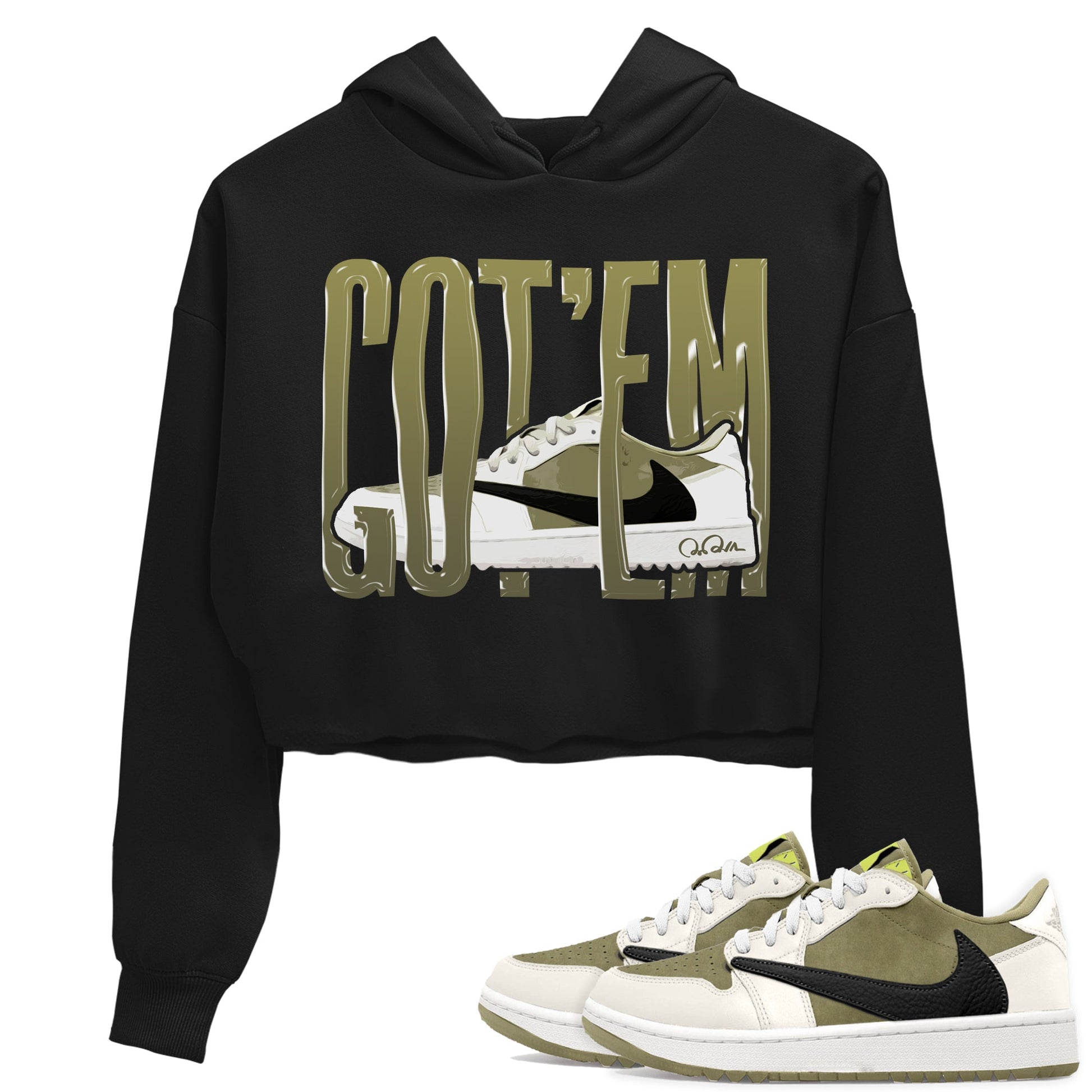Air Jordan 1 Travis Scott Golf shirt to match jordans Wiggling Gotem sneaker tees AJ1 lowTravis Scott Golf SNRT Sneaker Release Tees Black 1 Crop T-Shirt