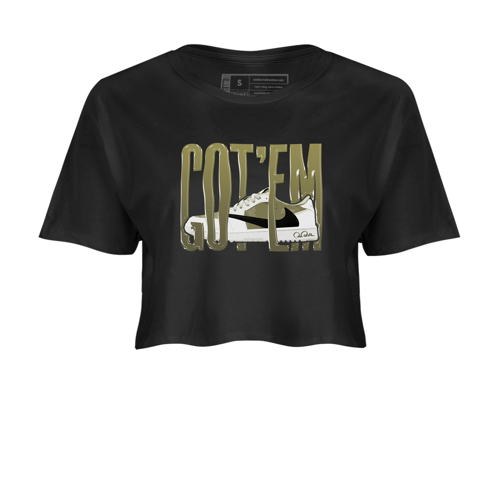 Air Jordan 1 Travis Scott Golf shirt to match jordans Wiggling Gotem sneaker tees AJ1 lowTravis Scott Golf SNRT Sneaker Release Tees Black 2 Crop T-Shirt