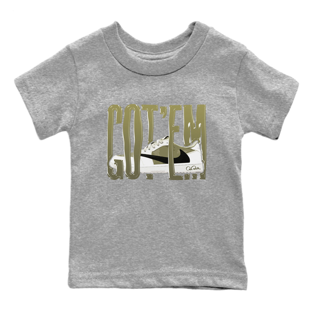 Air Jordan 1 Travis Scott Golf shirt to match jordans Wiggling Gotem sneaker tees AJ1 lowTravis Scott Golf SNRT Sneaker Release Tees Baby Toddler Heather Grey 2 T-Shirt