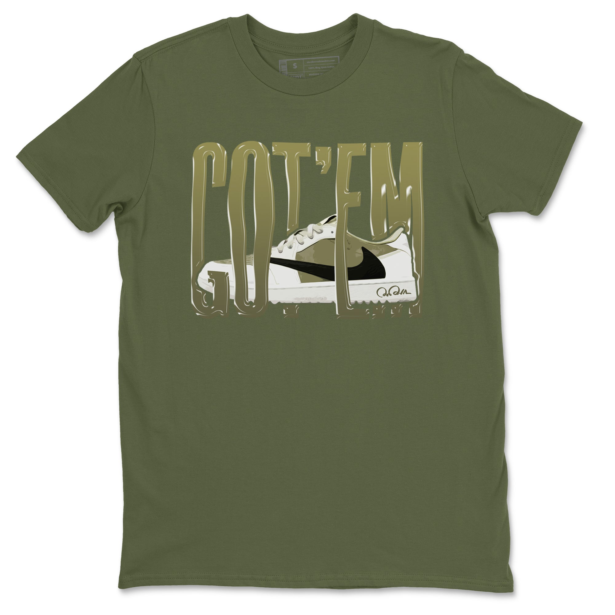 Air Jordan 1 Travis Scott Golf shirt to match jordans Wiggling Gotem sneaker tees AJ1 lowTravis Scott Golf SNRT Sneaker Release Tees Unisex Military Green 2 T-Shirt