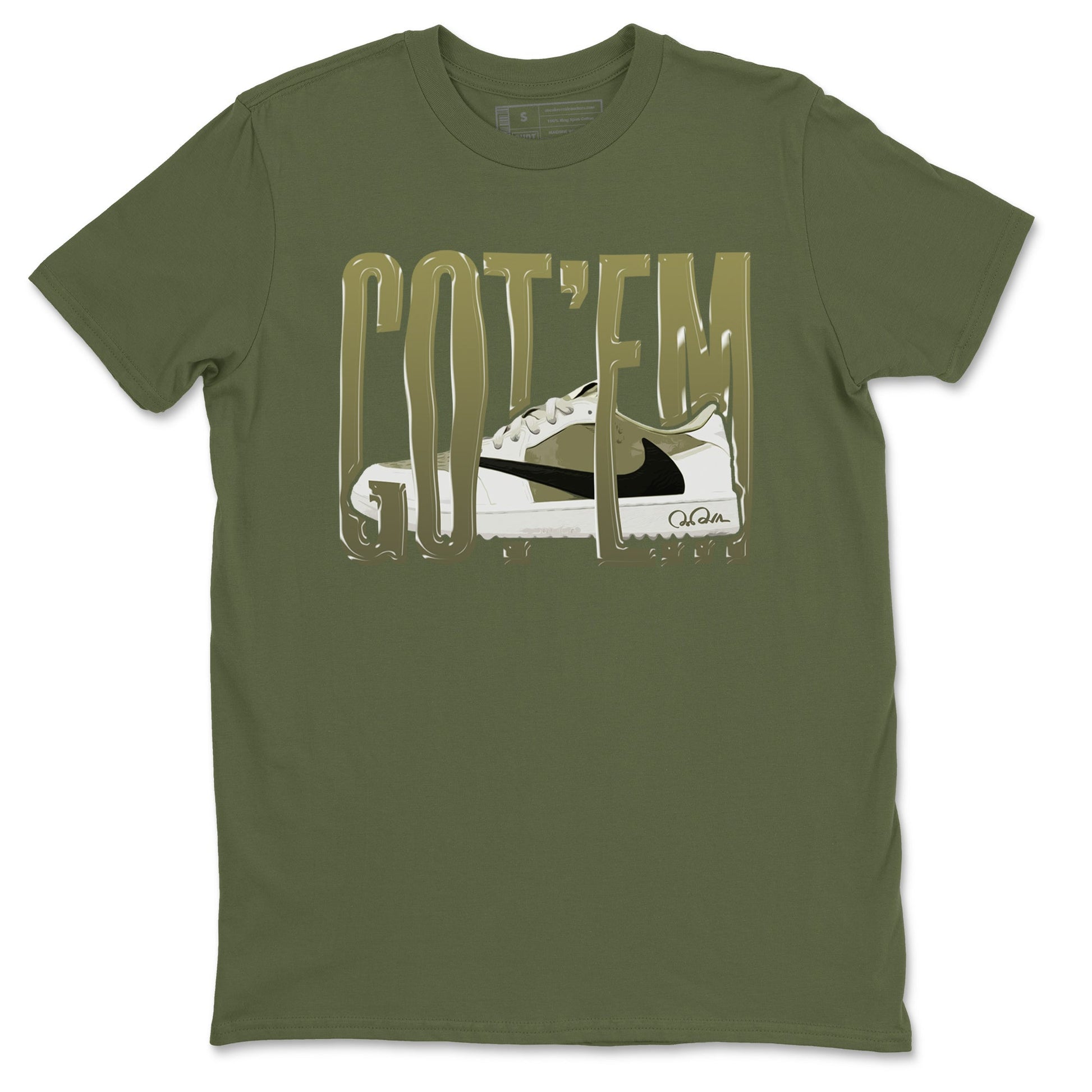 Air Jordan 1 Travis Scott Golf shirt to match jordans Wiggling Gotem sneaker tees AJ1 lowTravis Scott Golf SNRT Sneaker Release Tees Unisex Military Green 2 T-Shirt