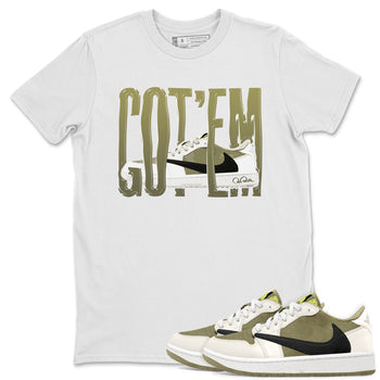 Air Jordan 1 Travis Scott Golf shirt to match jordans Wiggling Gotem sneaker tees AJ1 lowTravis Scott Golf SNRT Sneaker Release Tees Unisex White 1 T-Shirt