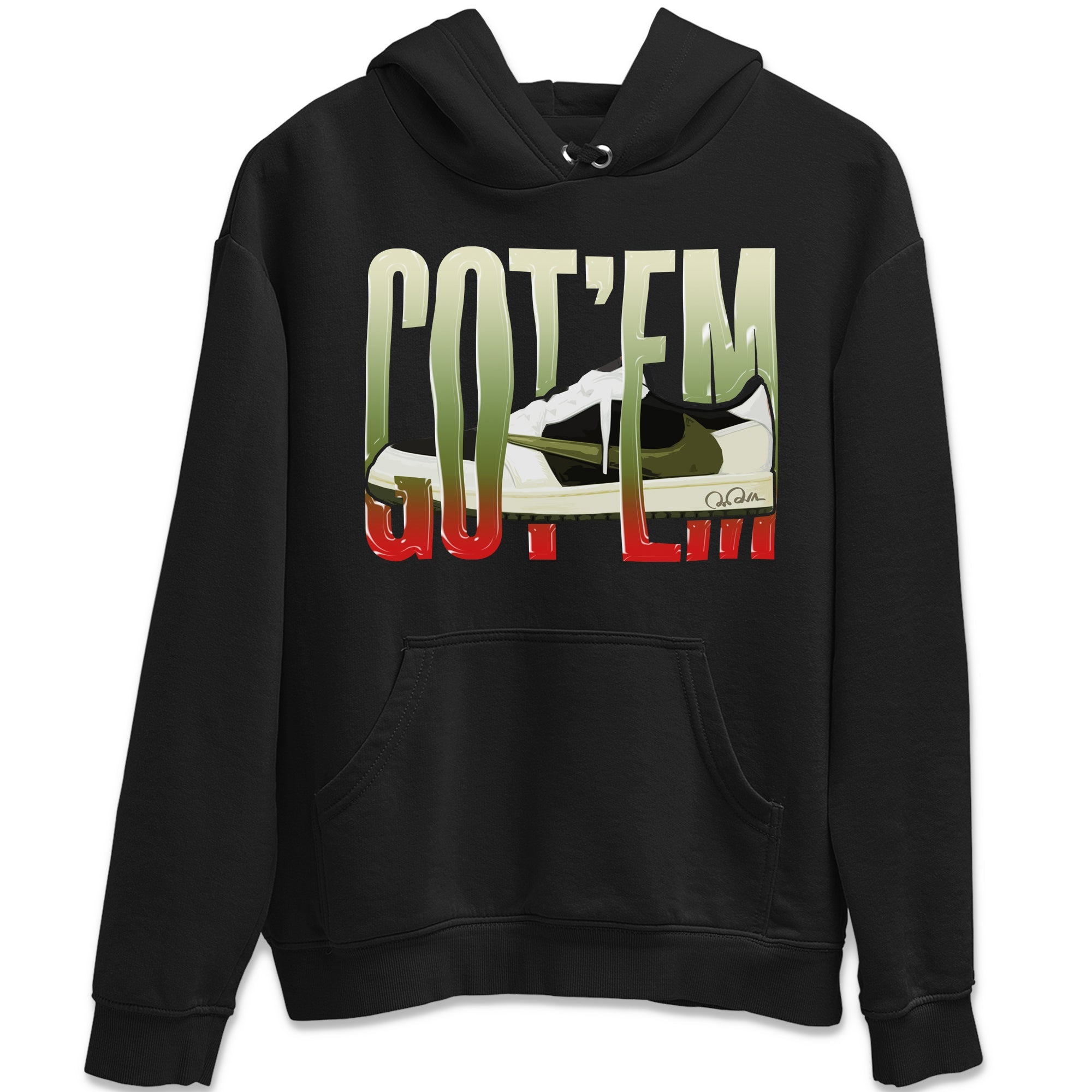 Air Jordan 1 Travis Scott Olive Sneaker Match Tees Wiggling Gotem Sneaker Tees AJ1 OG Travis Scott Olive Sneaker Release Tees Unisex Shirts Black 2