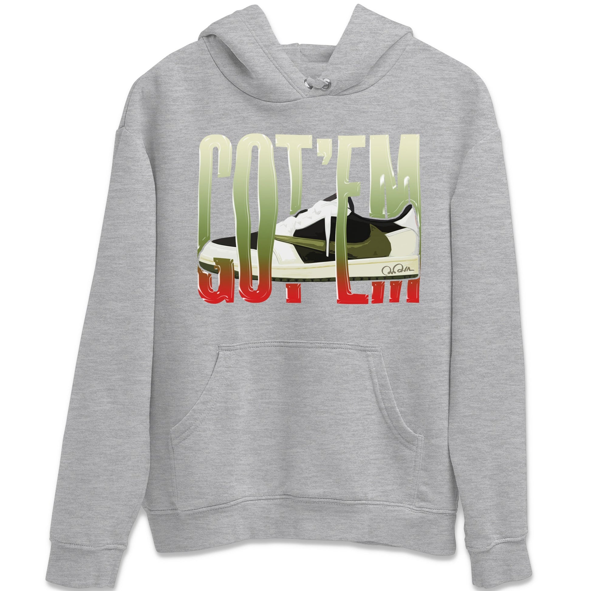 Air Jordan 1 Travis Scott Olive Sneaker Match Tees Wiggling Gotem Sneaker Tees AJ1 OG Travis Scott Olive Sneaker Release Tees Unisex Shirts Heather Grey 2