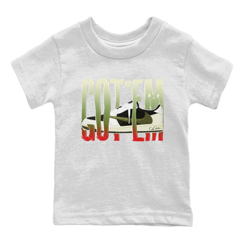 Air Jordan 1 Travis Scott Olive Sneaker Match Tees Wiggling Gotem Sneaker Tees AJ1 OG Travis Scott Olive Sneaker Release Tees Kids Shirts White 2