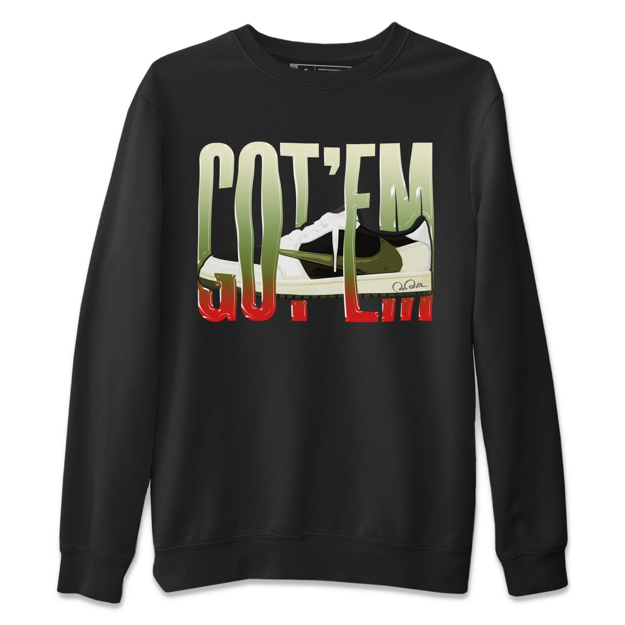 Air Jordan 1 Travis Scott Olive Sneaker Match Tees Wiggling Gotem Sneaker Tees AJ1 OG Travis Scott Olive Sneaker Release Tees Unisex Shirts Black 2