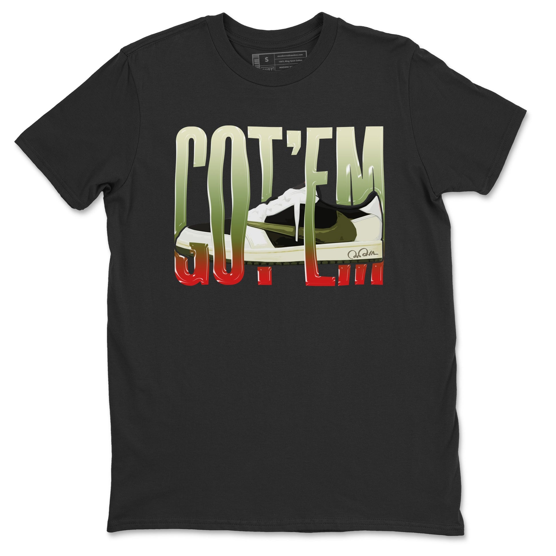 Air Jordan 1 Travis Scott Olive Sneaker Match Tees Wiggling Gotem Sneaker Tees AJ1 OG Travis Scott Olive Sneaker Release Tees Unisex Shirts Black 2