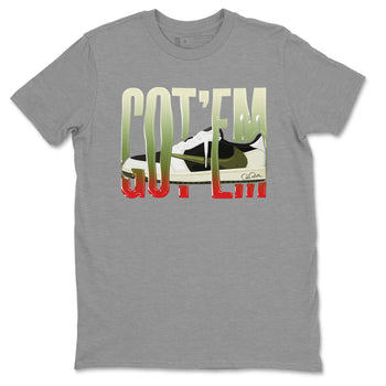 Air Jordan 1 Travis Scott Olive Sneaker Match Tees Wiggling Gotem Sneaker Tees AJ1 OG Travis Scott Olive Sneaker Release Tees Unisex Shirts Heather Grey 2