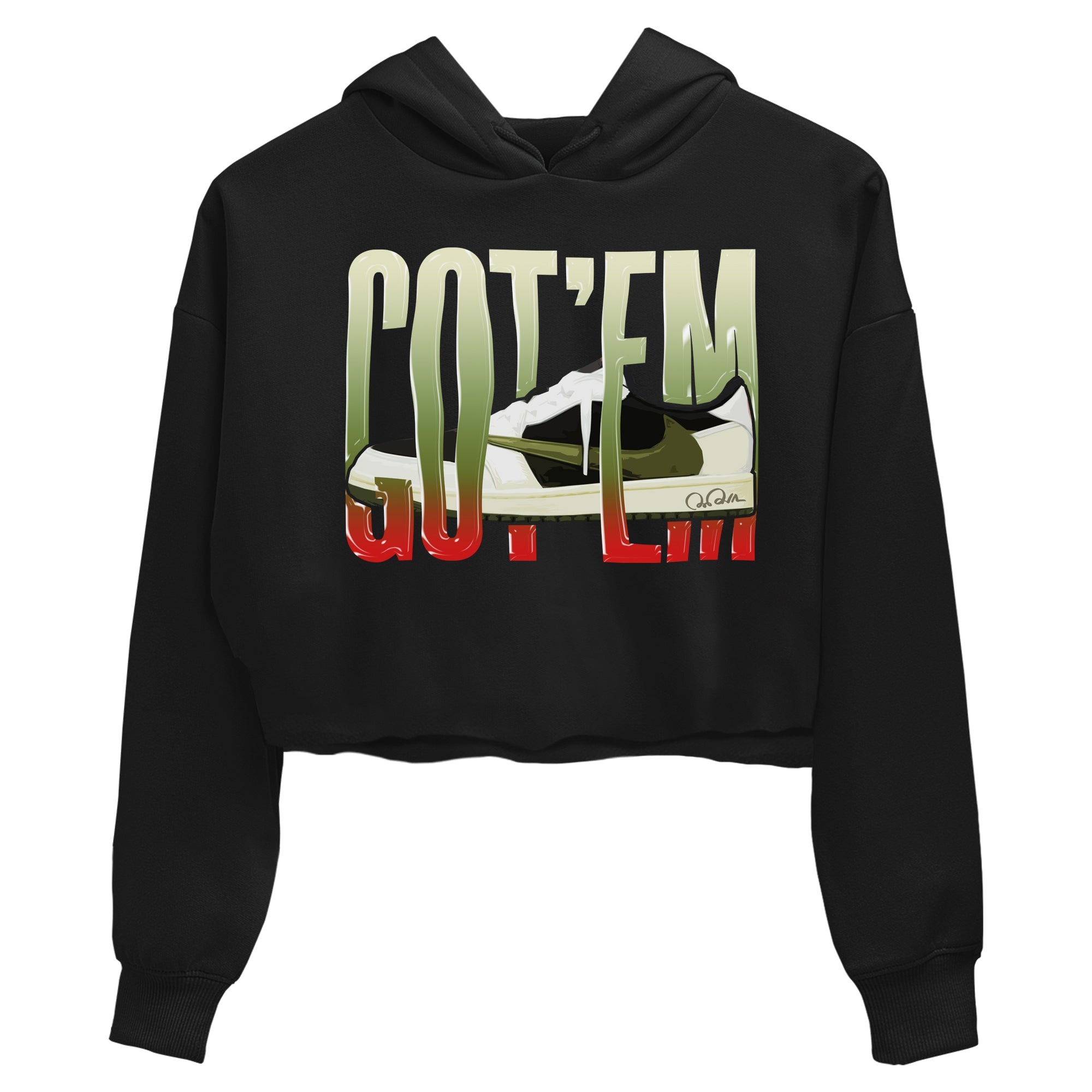Air Jordan 1 Travis Scott Olive Sneaker Match Tees Wiggling Gotem Sneaker Tees AJ1 OG Travis Scott Olive Sneaker Release Tees Women's Shirts Black 2