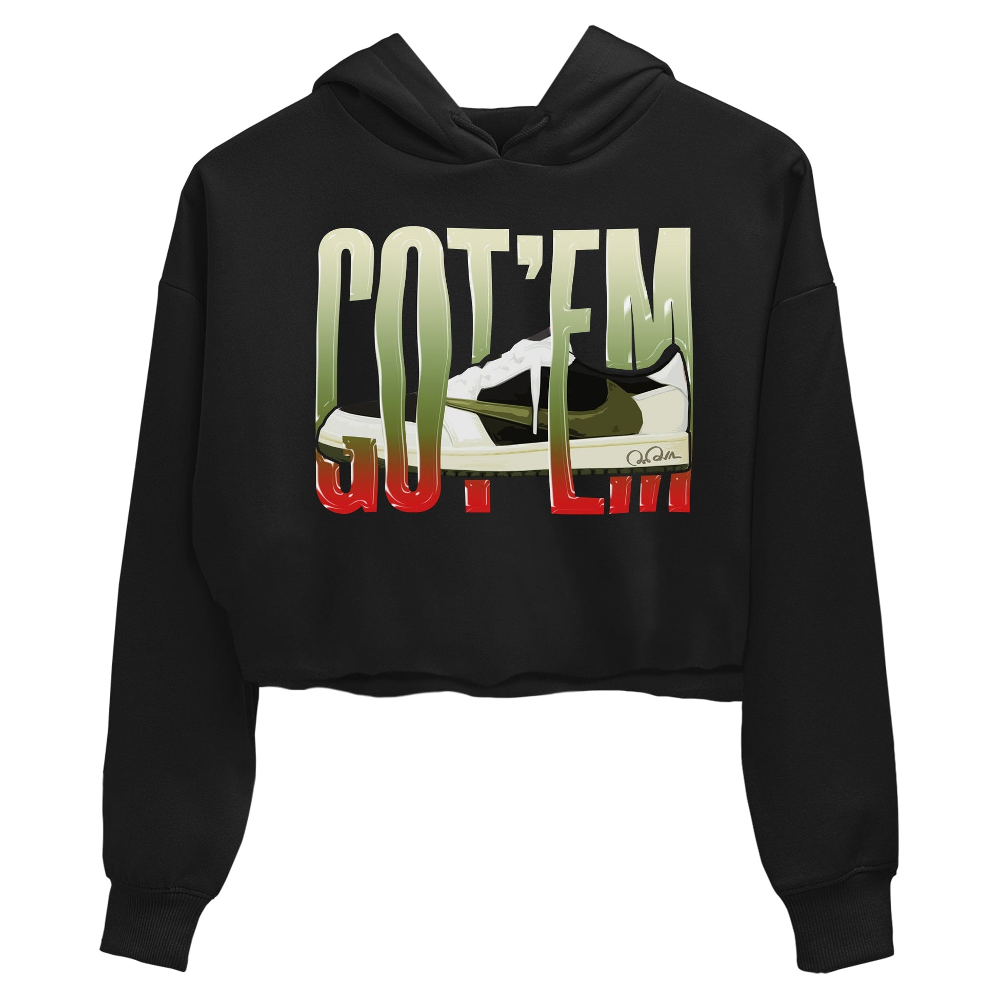 Air Jordan 1 Travis Scott Olive Sneaker Match Tees Wiggling Gotem Sneaker Tees AJ1 OG Travis Scott Olive Sneaker Release Tees Women's Shirts Black 2