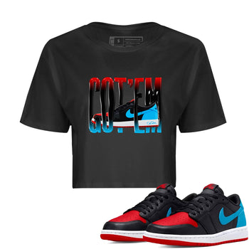 Air Jordan 1 UNC to Chicago Sneaker Match Tees Wiggling Gotem Sneaker Tees AJ1 UNC to Chicago Sneaker Release Tees Women's Shirts Black 1