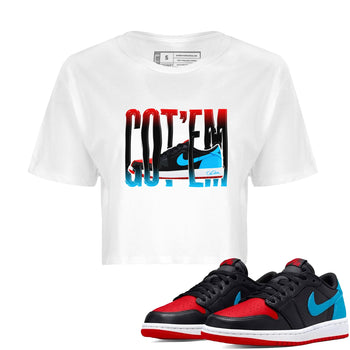 Air Jordan 1 UNC to Chicago Sneaker Match Tees Wiggling Gotem Sneaker Tees AJ1 UNC to Chicago Sneaker Release Tees Women's Shirts White 1