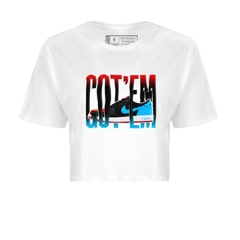 Air Jordan 1 UNC to Chicago Sneaker Match Tees Wiggling Gotem Sneaker Tees AJ1 UNC to Chicago Sneaker Release Tees Women's Shirts White 2