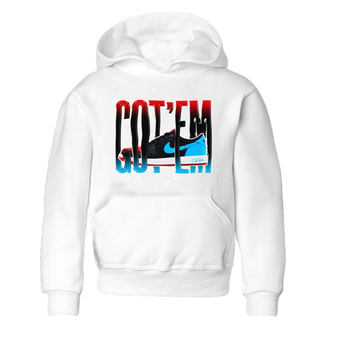 Air Jordan 1 UNC to Chicago Sneaker Match Tees Wiggling Gotem Sneaker Tees AJ1 UNC to Chicago Sneaker Release Tees Kids Shirts White 2