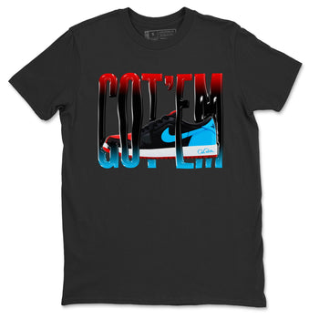 Air Jordan 1 UNC to Chicago Sneaker Match Tees Wiggling Gotem Sneaker Tees AJ1 UNC to Chicago Sneaker Release Tees Unisex Shirts Black 2