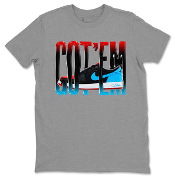 Air Jordan 1 UNC to Chicago Sneaker Match Tees Wiggling Gotem Sneaker Tees AJ1 UNC to Chicago Sneaker Release Tees Unisex Shirts Heather Grey 2