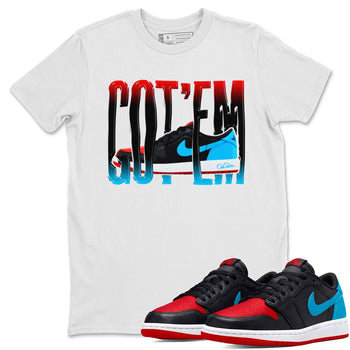 Air Jordan 1 UNC to Chicago Sneaker Match Tees Wiggling Gotem Sneaker Tees AJ1 UNC to Chicago Sneaker Release Tees Unisex Shirts White 1