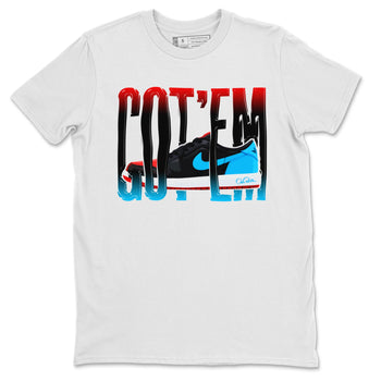 Air Jordan 1 UNC to Chicago Sneaker Match Tees Wiggling Gotem Sneaker Tees AJ1 UNC to Chicago Sneaker Release Tees Unisex Shirts White 2