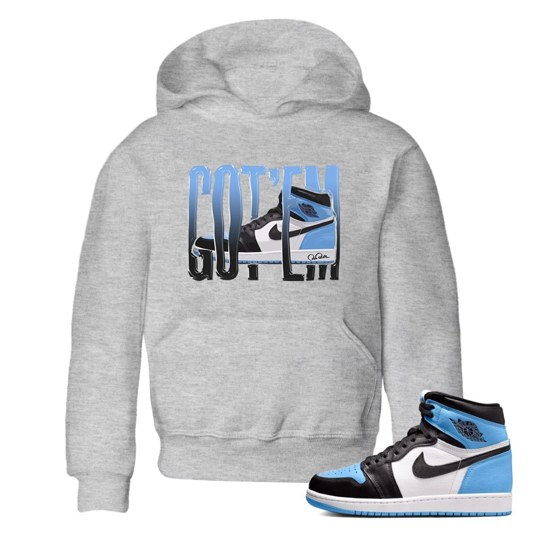 Air Jordan 1 Retro High OG UNC Toe Shirt to match Jordans Wiggling Gotem Sneaker Tees 1s UNC Toe SNRT Sneaker Release Tees Kids and Baby Tees Heather Grey 1