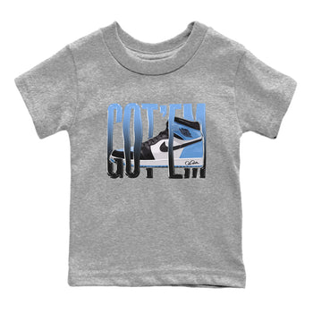 Air Jordan 1 Retro High OG UNC Toe Shirt to match Jordans Wiggling Gotem Sneaker Tees 1s UNC Toe SNRT Sneaker Release Tees Kids and Baby Tees Heather Grey 2